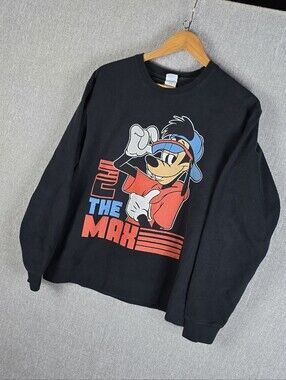 Disney A Goofy Movie 2 The Max Goofy Crewneck Sweatshirt Black Mens Sz L